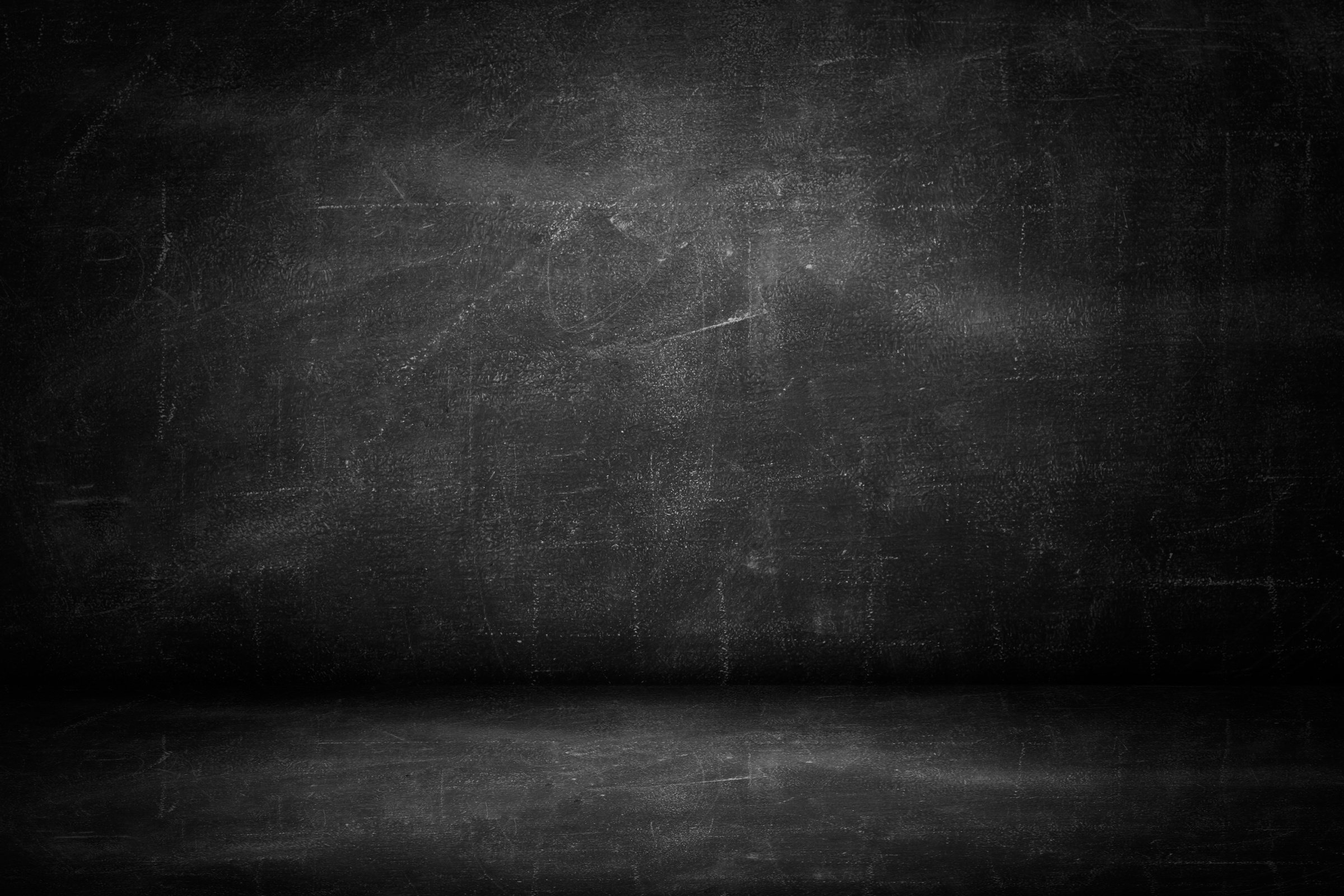 blackboard texture wall and black background, copy space horizontal studio